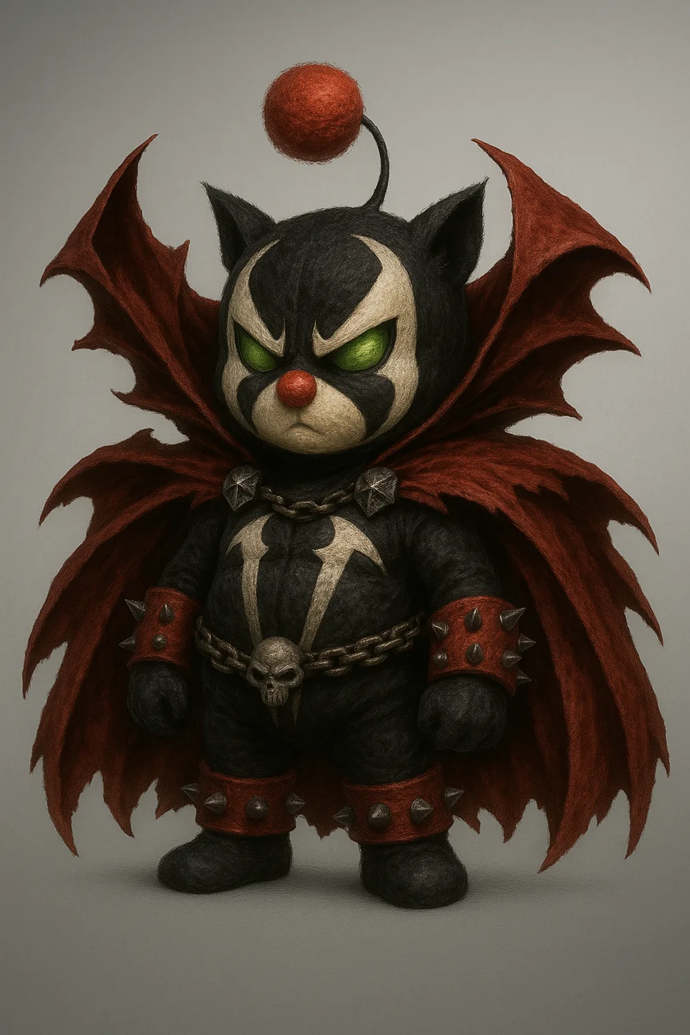 Mog Spawn mascot reference with dark cape and red pom